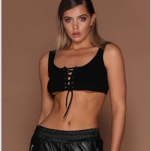 BRAND NEW🖤💛Meshki Cute Tie Up black Crop Top